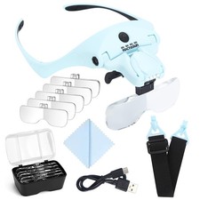 Magnifying Glasses with Light for Close Work, Head Magnifier with 4 LED Light...