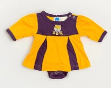 NCAA LSU Infant Baby Bodysuit Dress Cheerleader Outfit 0-3 Months Purple Yellow