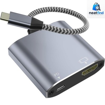 USB C to HDMI 2-in-1 Adapter, Thunderbolt 3 to HDMI Adapter, USB C Hub with P...