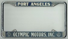 Port Angeles Washington Olympic VW Volkswagen Vintage Dealer License Plate Frame
