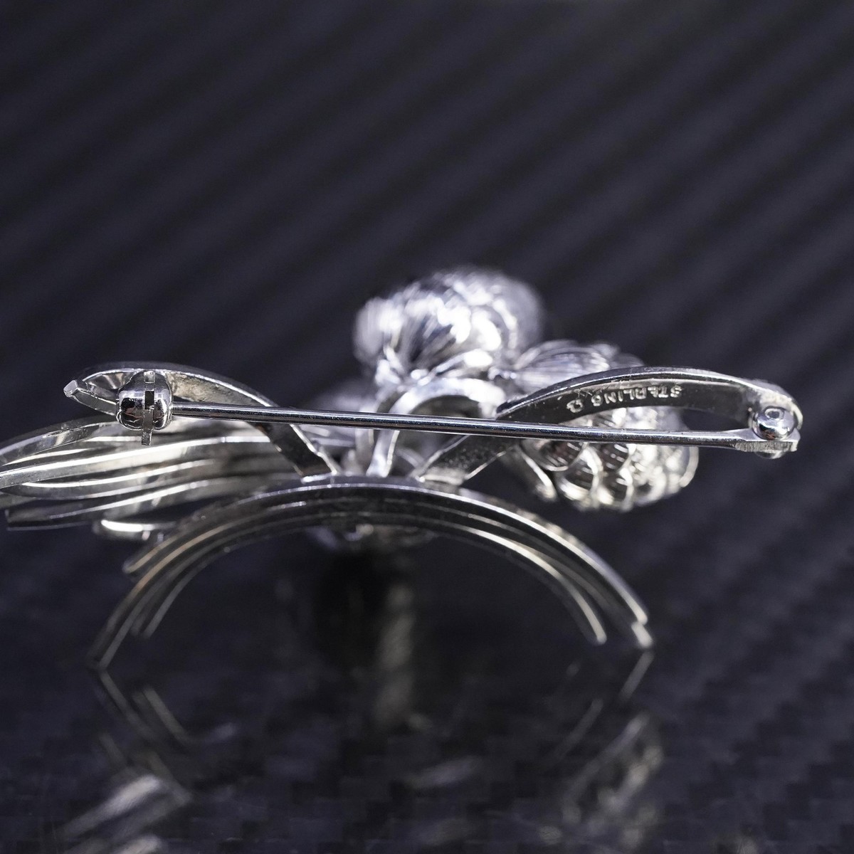 Vintage sterling silver 925 handmade pinecone pine needles branch brooch View 6