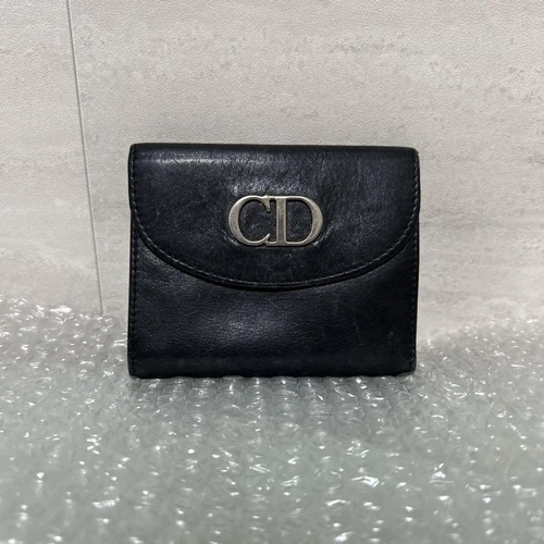 Portefeuille Christian Dior noir bi pli avec logo CD