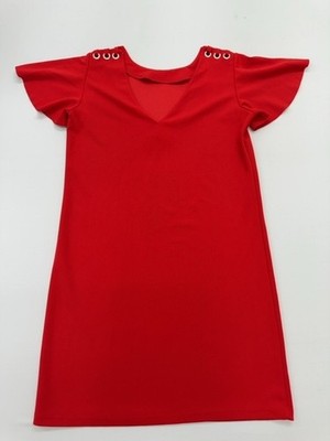 Reserved Mädchen Kleid rot A-Linie Flatterärmel XS knielang