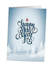 Happy New Year Cards - - Winter White, 5x7, Heavy Stock, Set of 18 Holiday