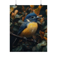 Blue Euphonia Finch Bird Art Print Poster, Wildlife Home Decor, Nature Lover 02