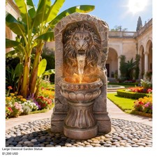 Lighted Resin Water Fountain with Hand-Painte...
