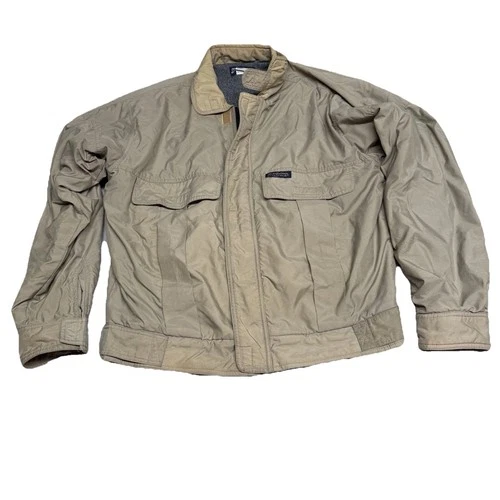 Vintage JanSport Size Large Jacket Tan Fleece Lined Full Zip Windbreaker Collar - product listing photo