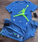NWT Nike Air Jordan Boys YMD Blue/Green/White BIG LOGO Jogger Pants Set Medium