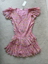 NWT LoveShackFancy Audette CottonRuffled Mini Dress size L