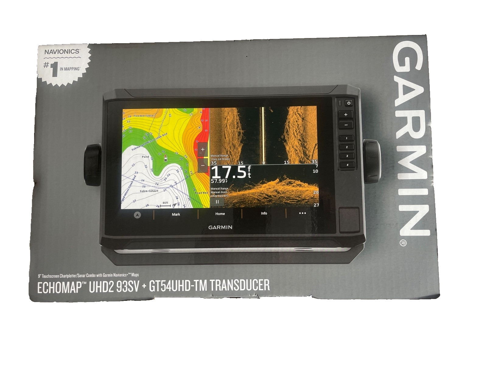 Garmin Echomap UHD2 93sv Fisfhinder Chartplotter w/GT54 Transducer 010-02688-020