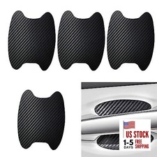 4 PCS Carbon Fiber Door Handle Cover, Leather Car Side Door Handle Sticker,