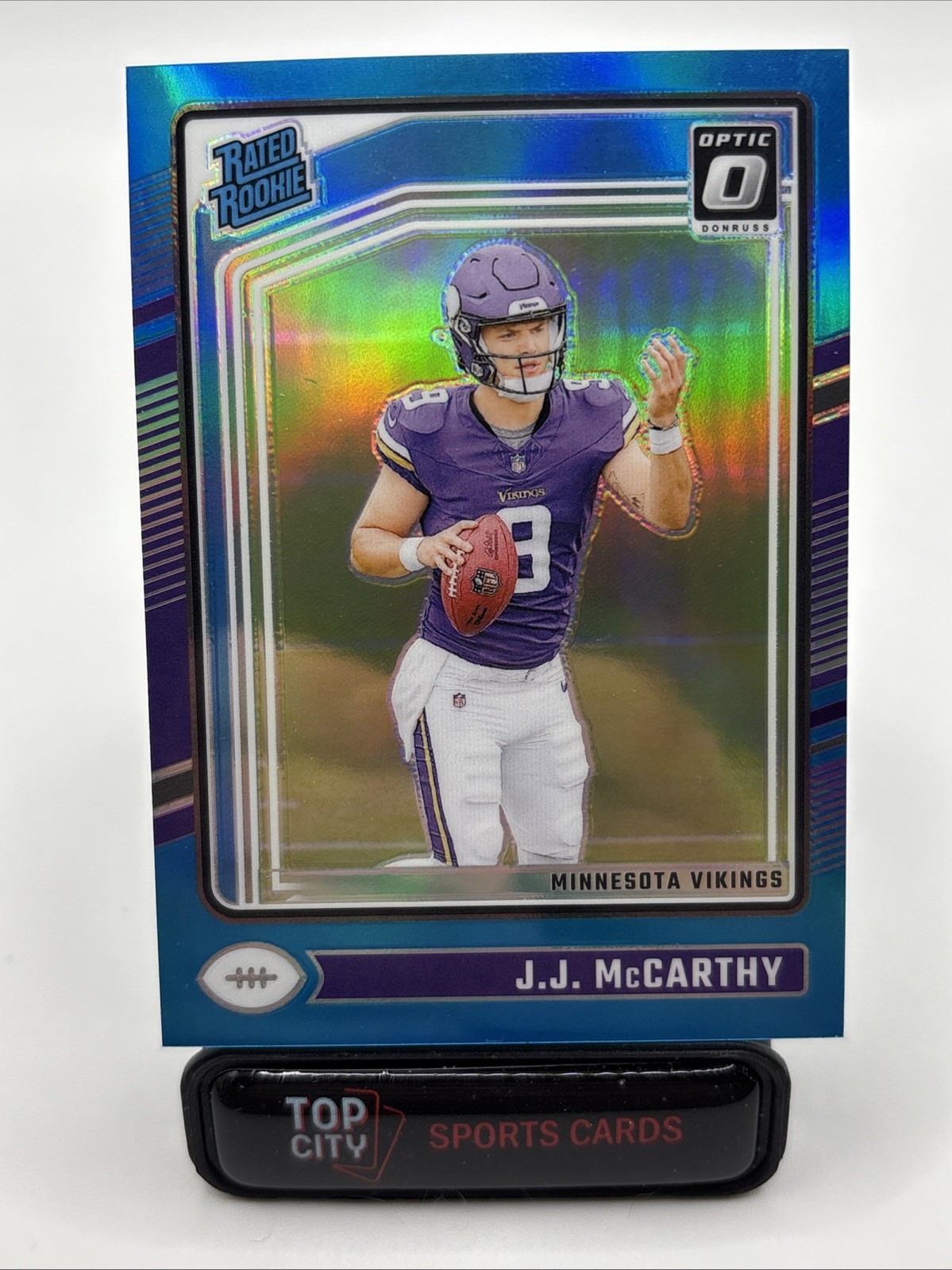 2024 Donruss Optic Aqua #235 JJ McCarthy Rated Rookie RC /299 - Vikings