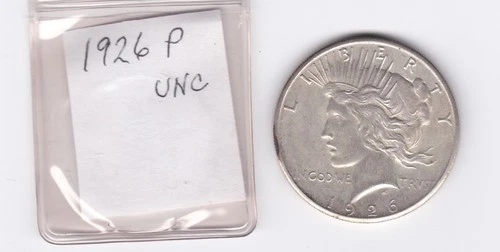BU UNC 1926 P $1 Peace Silver Dollar Coin - Uncirculated