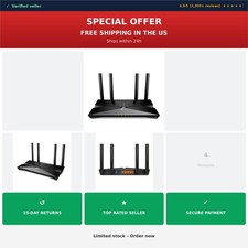 TP-Link Archer AX3000 Pro Wi-Fi 6 Router Dual-Band AX3000 Black Renewed