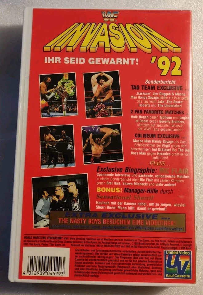 WWF VHS Invasion 92 Deutsch UVVideo Kassette - WWE Wrestling  - Bild 2 von 2