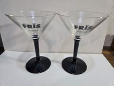 Vintage 90s FRIS Vodka Martini Glass Black Stem Lot Of 2