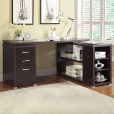 2 PC REVERSIBLE CAPPUCCINO L-SHAPED HOME OFFICE STORAGE DESK BOOKCASE FURNITURE