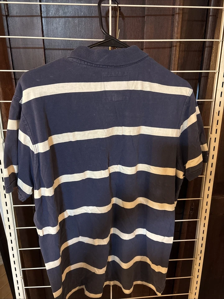 Camisa polo vintage roja camel preppy para hombre L azul a rayas con cuello  Foto 3 de 3