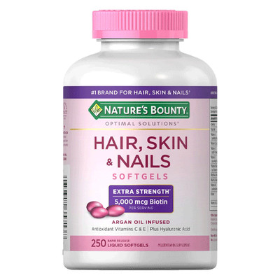Nature's Bounty Hair Skin & Nails 250 Softgels   Supports Hair & Nail Growth