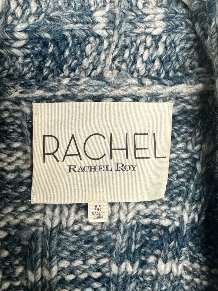 Cárdigan Rachel Rachel Roy Mujer Frente Abierto Grueso Lana Azul Multicolor Talla M Foto 3 de 4