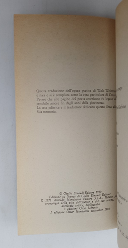FOGLIE D'ERBA - WALT WHITMAN - MONDADORI - 1981 - Imagen 4 de 5