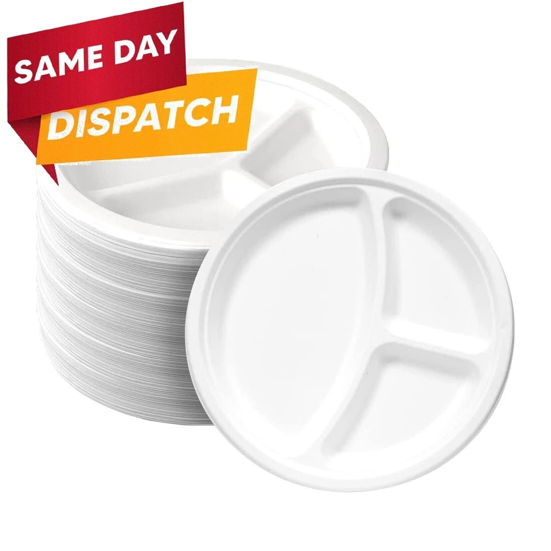 Plastic plates store with sections