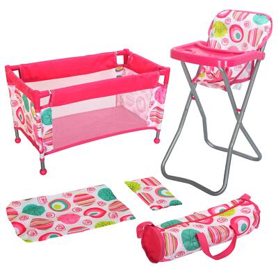 Baby Doll High Chair Cot Set Baby Doll Accessories Doll Furniture BiBi  Doll UK - Main Image