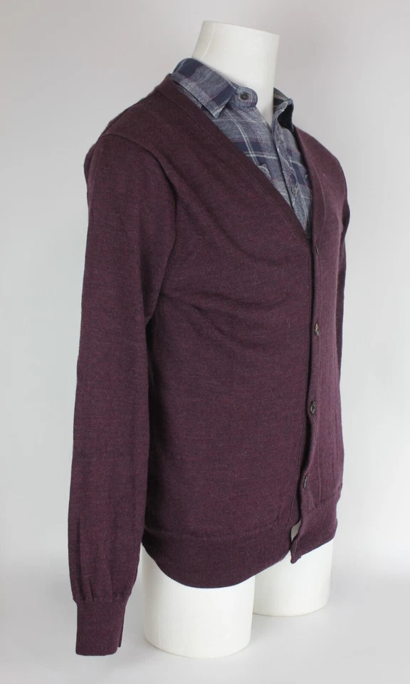 Mens Scotch & Soda Merino Wool Cardigan Size Large Burgundy Article - Image 3 of 4
