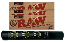 Raw Natural Rolling Papers 1.25 3 Packs & Child Resistant Tube