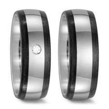 Titanfactory Titan Trauringe 52475 mit Carbon 1 Brill. ges. 0.03 ct. w/si