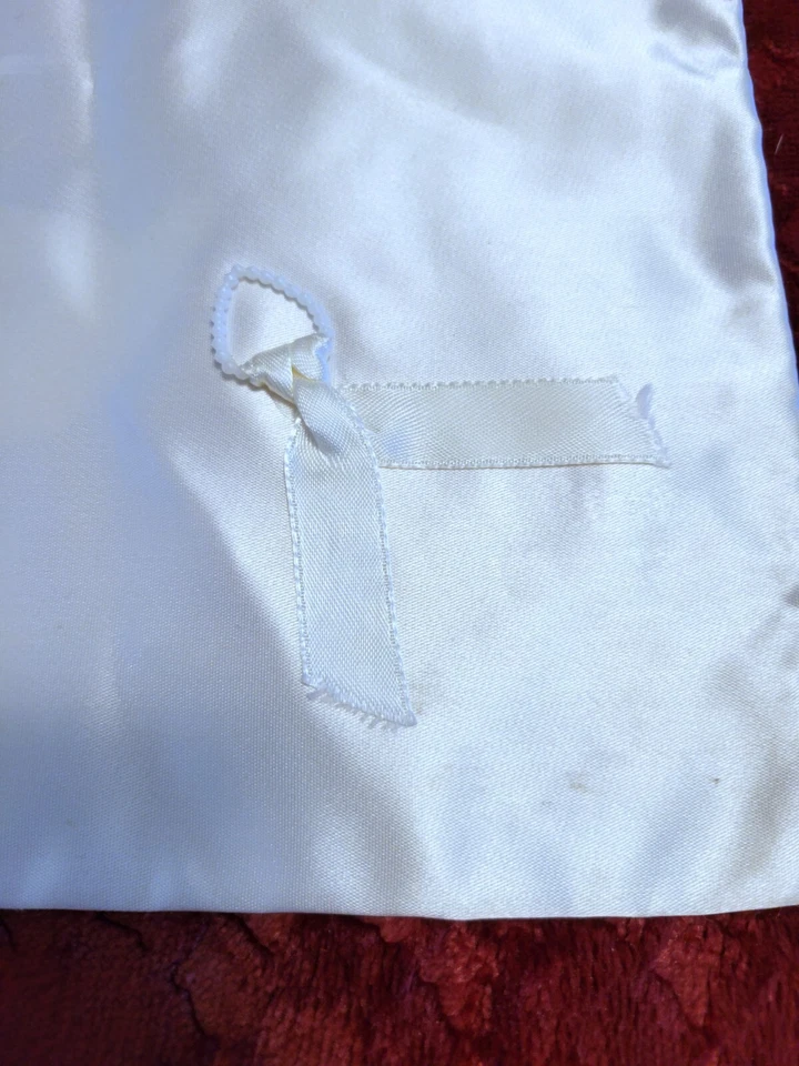 Bolso Vintage Blanco Satinado Encaje Cordón Nupcial Boda Ocasión Especial 13"x 11" Foto 4 de 4