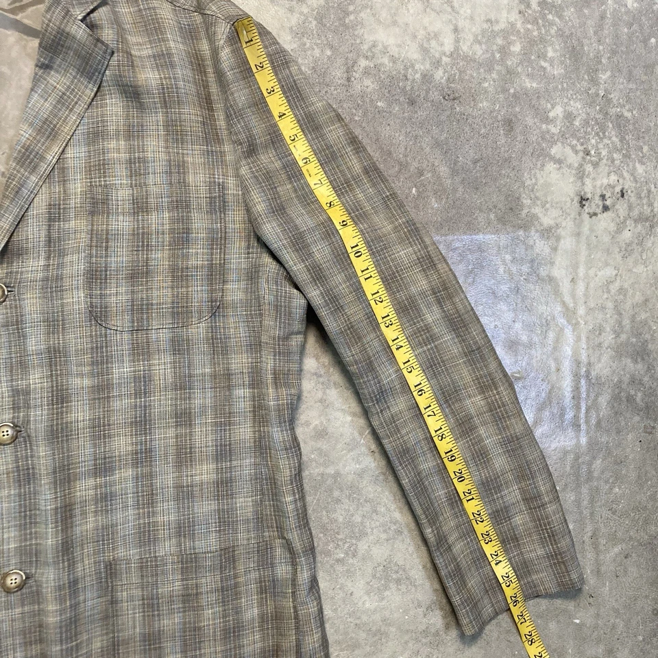 Tommy Bahama Blazer Mens Large Plaid Linen Silk Blend 3 Button Single Breasted - Image 4 of 4