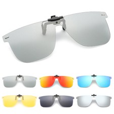 Polarized Clip-On Sunglasses Rimless Flip Up Anti-Glare Driving Glasses Eyewear
