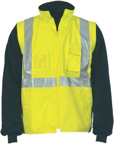 5 x DNC Workwear Hi Vis "X" Back "4 in 1" Zip Off Reversible Vest Jacket 3994 - Picture 3 of 3