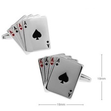 Aces Cufflinks with free velvet jewlery pouch. UK seller 