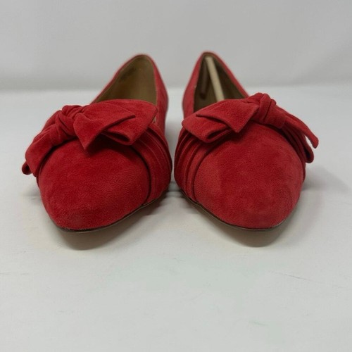 Talbot’s NWB Women’s Leather Suede Red Pop Edison Soft Bow Ballet Flats size 8 - Picture 4 of 9