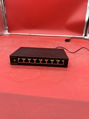 Used D-Link 8 Port Gigabit Unmanaged Metal Desktop Switch DGS-108  #49