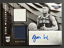 2019-20 Panini Black Dual Patch Zion Williamson RVM-ZW 07/49 ROOKIE PATCH AUTO
