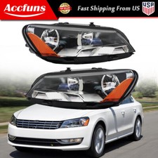 Set For Volkswagen Passat 2012-2015 Headlight Lhrh Pair Halogen Black Clear