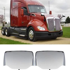 Chrome Hood Mirror Cover Left & Right Side For Kenworth T680 Peterbilt 579 587