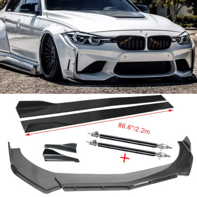 Carbon Fiber Front Bumper Lip Splitters Side Skirt Strut Universal For BMW