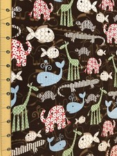 Wildlife and Sea Life Printed Design 29  X 42  Flannel Fabric 1828