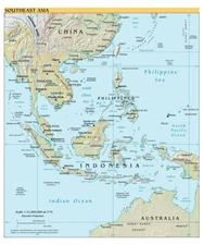 Southeast Asia Political Administrative Physical Geographic Map Poster Print
