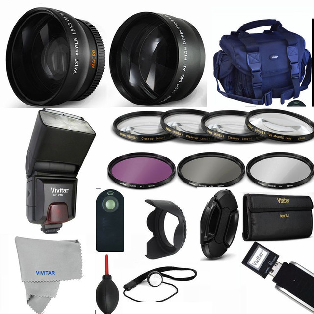 Professional Flash / Lens / Accessory Kit for Canon EOS Rebel 20D T4i