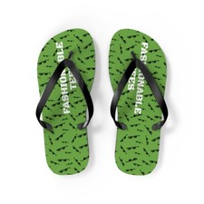 Fashionable Tees Deal With It Pattern Green Flip Flops