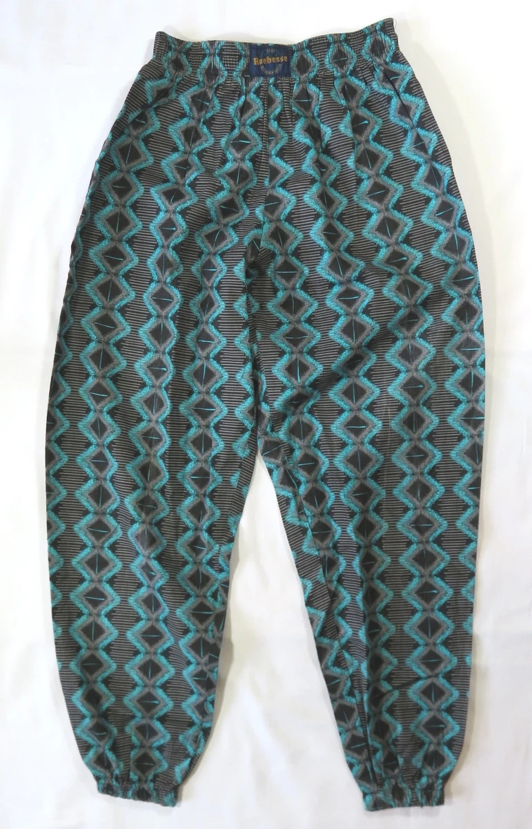 80's 90's Vintage Gym Workout Parachute Baggy Pants Allover Print USA  Reebesse