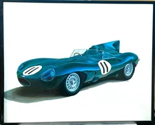 Huge Original Painting of Jaguar D-Type for Garage or Den by Steve Foster
