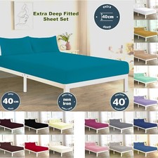 Easy-Care Extra Deep Fitted Bed Sheet 16'' (40cm) Soft All Bed Sizes 22 Colors