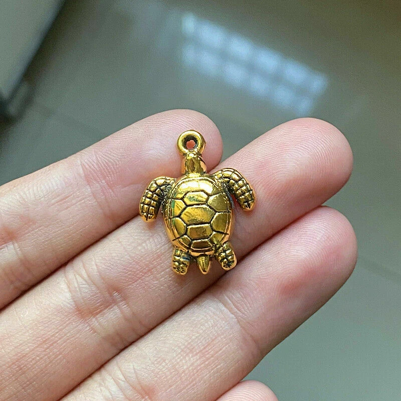 OCEAN TURTLE NAUTICAL BEACH charm pendant GOLD plated 18K necklace
