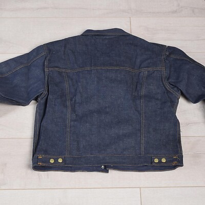 44 Mens NOS VTG 70s Selvedge Indigo Denim Jean Jacket Snap Front